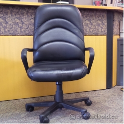Black Leather High Back Adjustable Rolling Chair